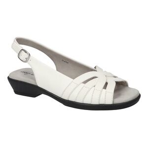 Easy Street Jovita Slingback Sandal Open Toe Low Heel White 9.5 Narrow NEW